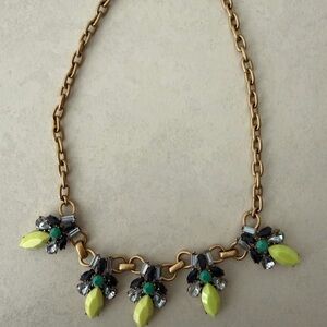 J. Crew Gold-Tone Necklace with Lime and Emerald Accents